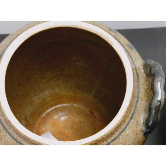 Vintage Pair Chinese Meizhou Pottery Stoneware Covered Double Handed Poem Jars - Picture 5 of 13